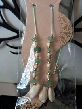 Fenix Handmade Ankle Bracelet Gold Tone Beaded Natural Stones & Shells